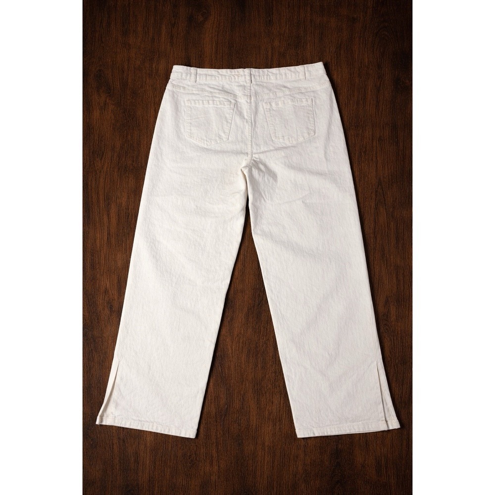Eloquii Denim White Jeans Size 24 Plus Straight Leg Cropped Cotton Stretch - Picture 3 of 7